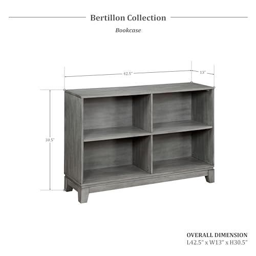 Lexicon Cube Bookshelf, 2 Tier 4-Cube Low Bookcase, Display Cabinet with Legs, Wood Book Shelf Organizer Storage Shelf, Book Shelves for Bedroom, Living Room, Office, Grey - color: Grey, style: 4 Cube Bookcase