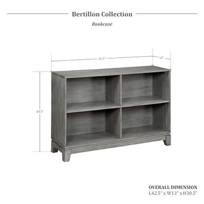 Lexicon Cube Bookshelf, 2 Tier 4-Cube Low Bookcase, Display Cabinet with Legs, Wood Book Shelf Organizer Storage Shelf, Book Shelves for Bedroom, Living Room, Office, Grey - color: Grey, style: 4 Cube Bookcase