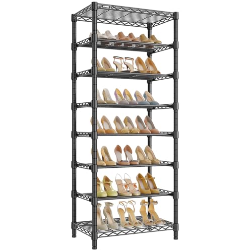 VIPEK S1 Shoe Rack, 8-Tier Metal Durable Shoe Organizer, Heavy Duty Large Capacity Up to 24 Pairs, Adjustable & Detachable Shoe Shelves for Entryway/Bedroom/Closet, Holds Up to 544 lbs, Black - color: Black, size: S1