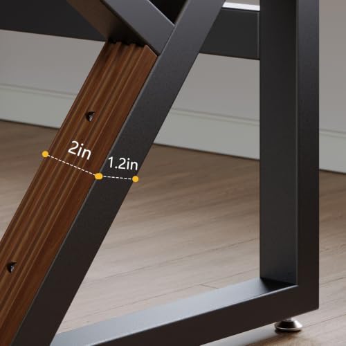 55" Solid Wood Computer Desk, Simple Modern Real Wood Office Desk with Thickened Desk, Farmhouse Executive Workstation for Home Office, Writing Table for Office (Walnut, 55") - size: 55"