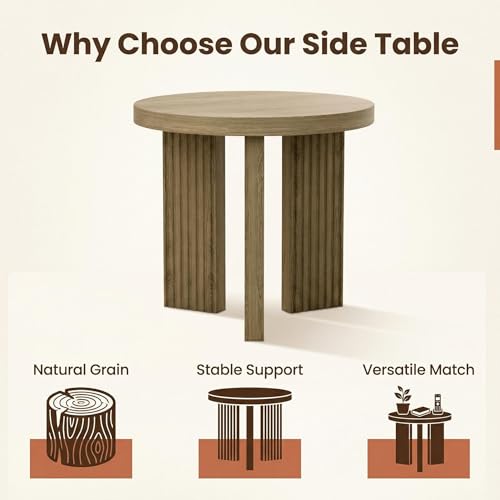 17.52" Small Round Side Table, Walnut | Coffee Table with Smooth Thick Mesa, Circle End Table with X Shaped Stable Legs, Accent Tea Table for Living Room, Office - color: Walnut, style: Side Table