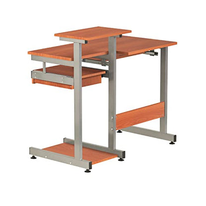 Techni Mobili 38"W Desk with Printer/Keyboard Tray & CPU Platform, Cherry | Compact workstation, home office computer desk, CPU storage, pull-out keyboard tray, small space furniture