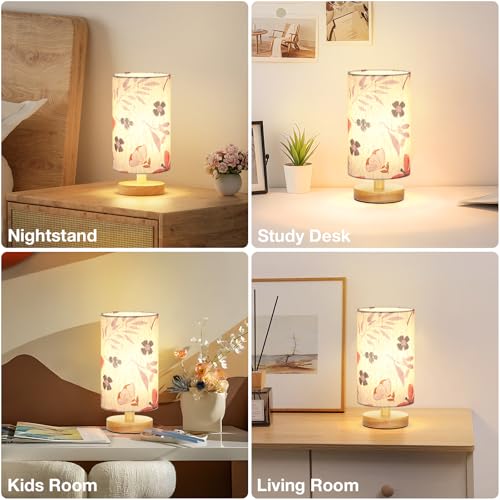 Fenmzee Butterfly Table Lamp for Bedroom - Inline Control, Small Bedside Lamp with 3000K A15 LED Blub, Easy Assembly (Butterfly Cream Shade, 9" Inline Control) - color: Butterfly Cream Shade