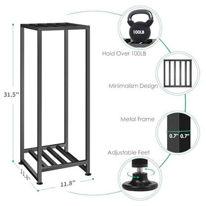 Plant Stand Indoor Outdoor, Wrought Iron Plant Stands 2 Tier Heavy Duty | Metal Pedestal Stand Decorative Flower Stand for Patio Garden Deck Living Room - size: 31''