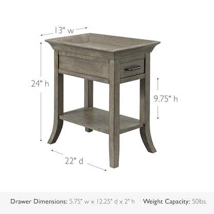 Leick Home 10126-GR One Drawer Traditional Tray Edge Side Table with Shelf, Smoke Gray Wash - color: Chocolate Cherry