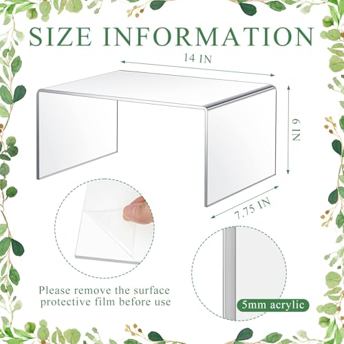 RattanView 2 Pcs 14 Inch Large Acrylic Risers Display Stands 5 mm Thick Acrylic Shelf Riser Showcase for Collectibles Jewelry Cupcakes Food Figures Perfume Cabinet (Clear) - color: Clear, size: 14 Inch, 5 mm