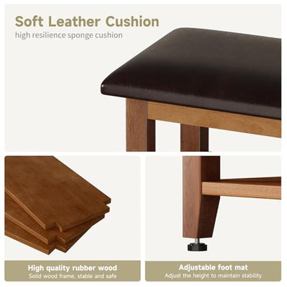 Shoe Bench with Leather Cushion,Rubberwood Bench with Shoe Rack | 2-Tier Shoe Storage Organizer for Entryway,Hallway,Living Room - size: 2-Tier-39.4"