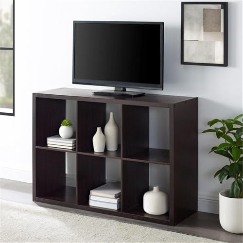 Riverbay Furniture 44" H Transitional Wood Storage Cabinet with 6 Inner Cube Areas, Some Assembly Required, in Espresso Finish - size: 6 Cubby