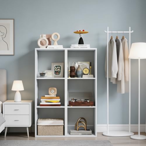 POWERSTONE 3 Cube Storage Organizer Set of 2, 3 Tier Cubby Bookshelf, White | Freestanding Bookcase w/Back Guardrail, Open Back Display Rack for Living Room, Bedroom, Study - color: White, size: 3 Cubes