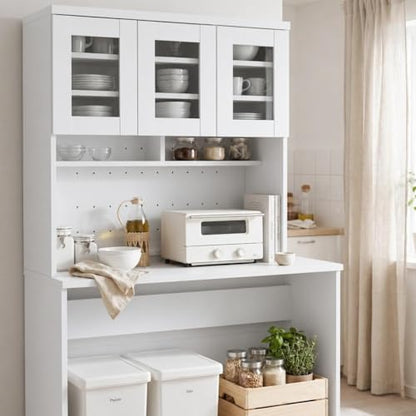 Garvee 71.5" Kitchen Cabinet with Trash Can Storage, Kitchen Trash Can Cabinet with Microwave Stand, 35.4" Wide Kitchen Pantry with Garbage Storage for Dining Room - color: White