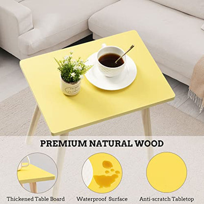 FORAOFUR Side Table, Small End Table Accent Living Room Bedroom Balcony Office, Modern Bedside Home Decor, Easy Assembly, (Yellow, 15.75D x 11.8W 16.54H in) | Yellow wood, modern rectangular, fits living/bedroom/balcony, compact, versatile, sturdy nightst