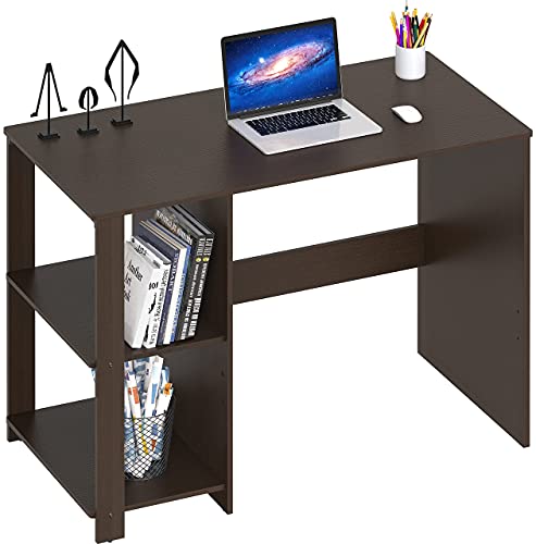 SHW 38-Inch Home Office Computer Desk with Shelves, Espresso - color: Espresso