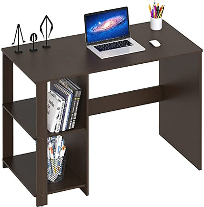 SHW 38-Inch Home Office Computer Desk with Shelves, Espresso - color: Espresso