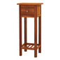 Giantex Tall End Table, Narrow Side Table with Drawer and Shelf, Acacia Wood Nightstand for Living Room, 2-Tier Bedside Table for Small Space, No Assembly, Rustic Brown - color: Rustic Brown