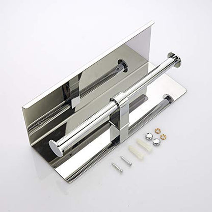 BGL Toilet Paper Holder - Stainless Steel Toilet Paper Roll Holder with Shelf Wall Mounted for Bathroom (Silver, Double Head) - color: Chrome