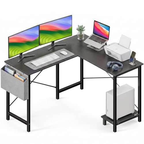 Alpen L Shaped Gaming Desk, Small Computer Desk, 50 Inch Wide Corner Desk, Work from Home Desk, Study Table for Bedrooms, PC Writing Table with Storage and Reversible Shelf, Classic Black - color: Black, size: 50 Inches