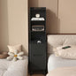 Tall Nightstand with Charging Station, Narrow Side Table with Bookshelf | 47" Tall Free Standing Wooden Night stand with 2 Drawers and 4 Open-Shelves, Modern End Bedside Table for Bedroom, Black - color: Black, size: Tall (2 drawer)