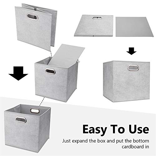 HSDTCollapsible Cloth Cubes Storage Bins Baskets Boxes Grey-White Lattice Pattern 10.5 x 10.5 x 11 Inches - Pack of 6,QY-SC14-6,Brush gradient(Set of 3) - color: Gray-white dots(Set of 6)