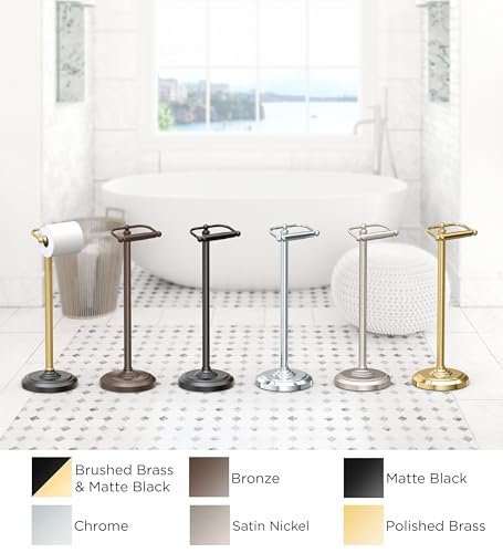 Gatco 1436MX Toilet Paper Holder Stand, Weighted Base, Matte Black, Freestanding Bathroom Floor Stand, 22 Inch - color: Matte Black