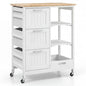 Giantex Kitchen Island Cart on Wheels with Storage, Bar Serving Cart with 3 Deep Drawers, Open Shelves & Removable Tray, Rolling Kitchen Trolley Cart for Home Kitchen, Dining Room, Bar, White - color: White