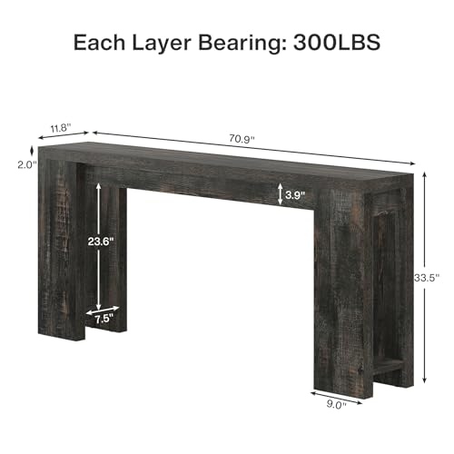 Tribesigns 70.9-Inch Extra Long Console Table, Farmhouse Wood Sofa Table Behind Couch, Narrow Entryway Accent Table for Living Room, Hallway, Entrance, Foyer, Black - color: Black