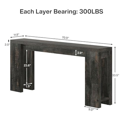 Tribesigns 70.9-Inch Extra Long Console Table, Farmhouse Wood Sofa Table Behind Couch, Narrow Entryway Accent Table for Living Room, Hallway, Entrance, Foyer, Black - color: Black