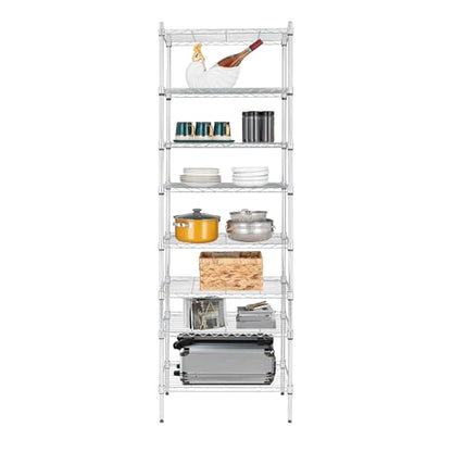 8-Tier Wire Shelving Unit, Adjustable Heavy Duty Storage Rack with Leveling Feet, Freestanding Standing Shelf Organizer, for Kitchen Pantry Garage, Chrome - color: Chrome, 8 Tier-70.87"