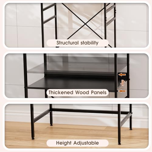 Mini Fridge Shelf Mini Fridge and Microwave Stand Over Mini Fridge Storage Rack Height Adjustable Microwave and Fridge Stand Suitable for Dorm, Kitchens, Offices, Black - color: Black