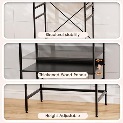 Mini Fridge Shelf Mini Fridge and Microwave Stand Over Mini Fridge Storage Rack Height Adjustable Microwave and Fridge Stand Suitable for Dorm, Kitchens, Offices, Black - color: Black