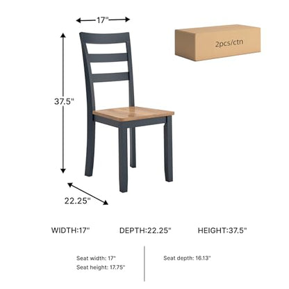Signature Design by Ashley Gesthaven Solid Wood Frame Dining Chair, Set of 2, Blue/Natural - color: Light Brown & Blue