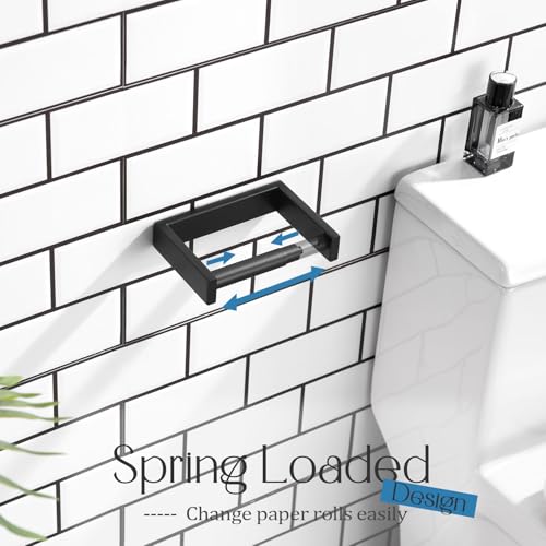 KOKOSIRI Toilet Paper Holder Spring Loaded Bathroom Toilet Roll Holder Wall Mount Stainless Steel Matte Black B2011BK - color: Matte Black, size: Without Shelf