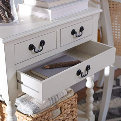 SAFAVIEH Furniture - Athena 3-Drawer Console Table - Distressed White - Solid Wood - Farmhouse Classic Design - Ideal for Entryway, Living Room, Hallway, 23.5" W x 13" D x 29.5" H (CNS5703A) - color: Distressed White