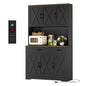HOSTACK 71" Pantry Cabinet with Charging Station, Tall Kitchen Pantry Storage Cabinet with Microwave Stand, Farmhouse Kitchen Hutch with Storage Drawers for Living Room, Dining Room, Black - color: Black/Rustic Brown