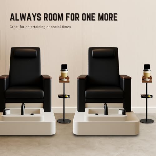 Drink Table for Small Spaces - Slim Pedestal Side Table with Real Wood Top & Stable Base for Coffee & Cocktails - Ideal for Tight Living Room & Bedroom Spaces (Walnut) - color: Walnut