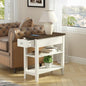 ChooChoo Side Table Living Room, Narrow End Table with Drawer and Shelf, 3-Tier Sofa End Table for Small Space, White and Brown - color: Farmhouse White
