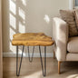 Rustic Solid Wood Live Edge Style End Table, Natural Wood Side Table with Hairpin Legs, Small Irregular Side Table for Living Room, Bedroom, Farmhouse Decor, 16" L x 12" W x 17" H - size: 16" L x 12" W x 17" H