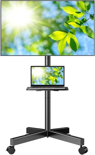 PERLESMITH Rolling TV Stand, Mobile TV Stand for 23-60 Inch LCD LED TVs, Tilt TV Stand Wheels Holds up to 88Lbs, Portable TV Stand for Bedroom with Shelf, Outdoor TV Stand Max VESA 400x400mm PSTVMC06 - size: 23-60 Inch