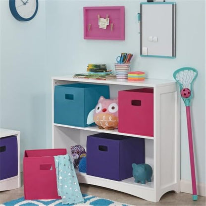RiverRidge 3 shelves Horizontal Bookcase, White | Classic Beadboard Side Panels, Playroom Book and Toy Organizer with 2 Open Shelves, Painted MDF - color: White