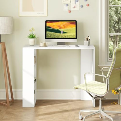Giantex Small Computer Desk, 36 Inch Compact Home Office Desk with Storage Open Shelves & Anti-Tipping Kit, Makeup Vanity Table, Student Teen Study Writing Desk for Small Space, White
