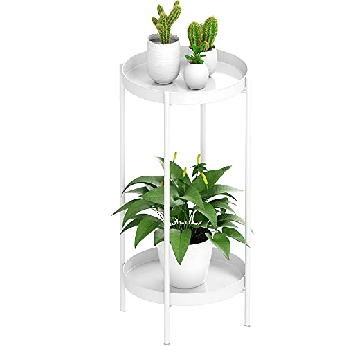 OVICAR Plant Stand Indoor Outdoor - Metal Flower Pot Holder Table Tall Potted Rack Organizer Rustproof Plant Display Shelf For Home Garden Patio Balcony Office Living Room Bathroom Corner (White) - color: White