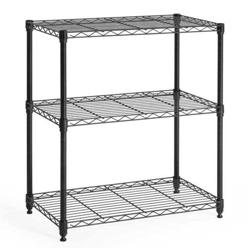 CAPHAUS 3/4/5-Tier Adjustable Height Wire Shelving Unit, Rack Shelving, Metal Steel Shelves, Garage Organizer, Utility Storage Shelf, 3-Tier Without Wheels, Black