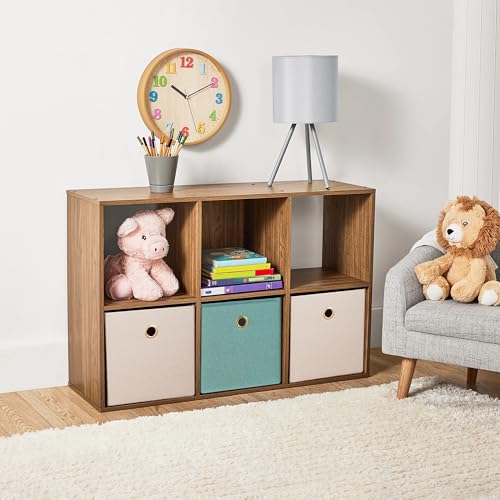 6-Cube Storage Organizer, Bookcase, 3 Open & 3 Closed Back Shelves, Vertical/Horizontal Placement, 11" Cubes (Warm Walnut) - color: Warm Walnut
