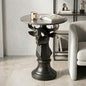 Modern Deer Head Sculpture Side Table, Round Metal End Table with Geometric Animal Base, Industrial Accent Table for Living Room, Bedroom, Office, Dark Bronze Finish - color: Deer - Black Geometric