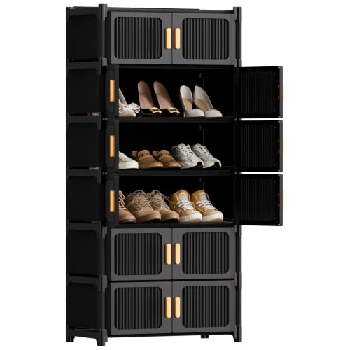 7-Tier Shoe Cabinet, 28-Pair Storage for Entryway | Adjustable Shelves, Waterproof PP, Easy To Clean - size: 7-Tier