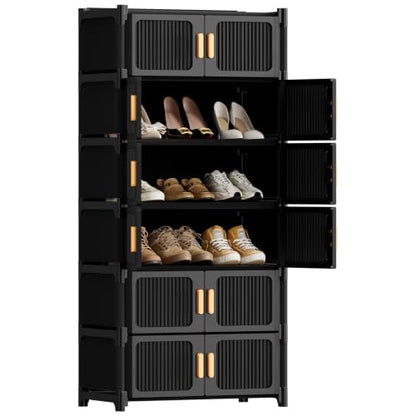 7-Tier Shoe Cabinet, 28-Pair Storage for Entryway | Adjustable Shelves, Waterproof PP, Easy To Clean - size: 7-Tier