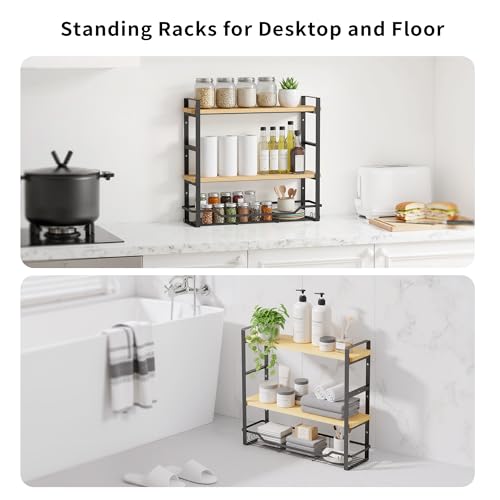 Bathroom Shelves Over Toilet Storage - 3 Tier Large Wall Mounted Shelves for Bathroom - Over Toilet Organizer - Adjustable Stand Shelf Rack for Kitchen Living Room - Black Oak