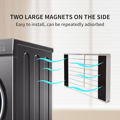 LEQ Clothes Drying Rack Magnetic Folding Shelf for Clothes and Towels, Magnet Rack Mount on Washing Machine Fridge, Durable Folding Rack for Laundry Room Bathroom Kitchen - color: White