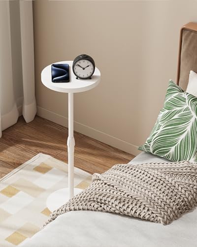 TUTOTAK Tall Round Side Table, Small End Table, Drink Table, Pedestal Table | for Small Spaces, Accent Nightstand, livingroom, Bedroom, White TB01BW096 - color: White, size: 1 Pack, style: Adjustable