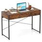 Giantex Computer Desk with 2 Drawers, 44 Inch Home Office Desk with Anti-Toppling Device & Metal Frame, Compact Laptop PC Table, Vanity Table, Modern Study Writing Desk for Small Spaces (Rustic Brown) - color: Rustic Brown