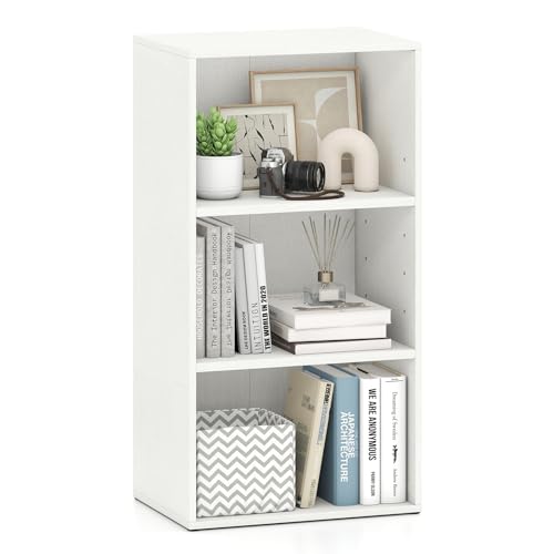 Giantex 3 Tier Bookshelf, White Bookcase 3 Shelf, Open Cube Storage Orginazer Cabinet, Multi-Functional Home Office Bedroom Furniture Display Book Shelf - color: White